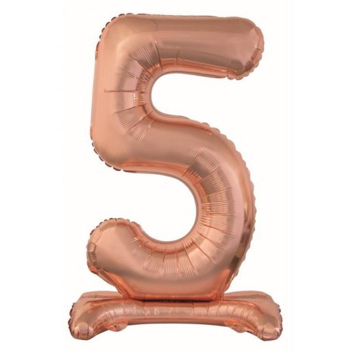 Number Rose Gold Number 5 Foil Balloon with Base 74 cm