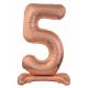 rose gold Number 5 foil balloon with base 74 cm