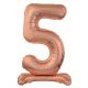 rose gold Number 5 foil balloon with base 74 cm