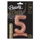 Number Rose Gold Number 5 Foil Balloon with Base 74 cm