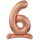 rose gold Number 6 foil balloon with base 74 cm