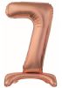 rose gold Number 7 foil balloon with base 74 cm