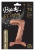 rose gold Number 7 foil balloon with base 74 cm