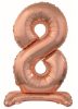 rose gold Number 8 foil balloon with base 74 cm
