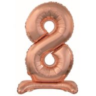 Number Rose Gold Number 8 Foil Balloon with Base 74 cm
