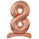 rose gold Number 8 foil balloon with base 74 cm