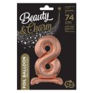Number Rose Gold Number 8 Foil Balloon with Base 74 cm