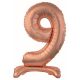 rose gold Number 9 foil balloon with base 74 cm