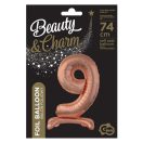 Number Rose Gold Number 9 foil balloon with base 74 cm