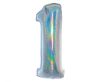 Number Holographic Silver, Silver Number 1 Foil Balloon 76 cm
