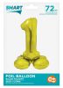 Gold 1 Gold number foil balloon with base 72 cm
