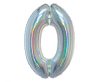 Holographic Silver, Silver number 0 foil balloon 76 cm