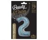 Number Holographic Silver foil balloon number 2, 76 cm