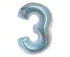 Holographic Silver, Silver Number 3 foil balloon 76 cm
