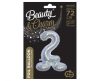 Holographic Silver, Silver number 2 foil balloon with base 72 cm