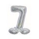 Holographic Silver, Silver Number 7 foil balloon with base 72 cm
