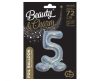 Holographic Silver, Silver Number 5 foil balloon with base 72 cm