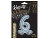 Holographic Silver, Silver Number 6 foil balloon with base 72 cm