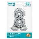 Number Silver Silver Number 8 Foil Balloon with Base 72 cm