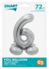 Silver 6 silver number foil balloon with base 72 cm
