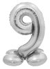 Silver 9 silver number foil balloon with base 72 cm
