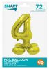 Gold 4 Gold number foil balloon with base 72 cm