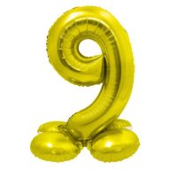 Number Gold Gold number 9 foil balloon with base 72 cm