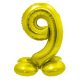 Gold 9 Gold number foil balloon with base 72 cm