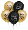Colour Happy Birthday 18 Gold-Black air-balloon, balloon 5 pieces 12 inch (30 cm)