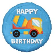   Vehicle Concrete Mixer Concrete Mixer Happy Birthday Foil Balloon 36 cm