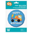 Vehicle Concrete Mixer Concrete Mixer Happy Birthday Foil Balloon 36 cm
