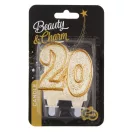 Colour Gold Gold glitter number 20 birthday candle
