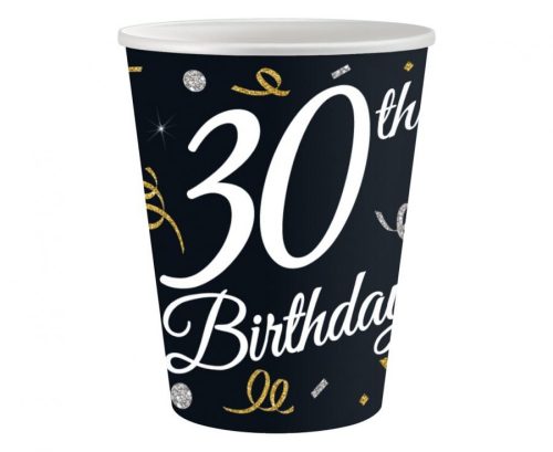 Happy Birthday 30 B&C paper cup 6 pcs 200 ml