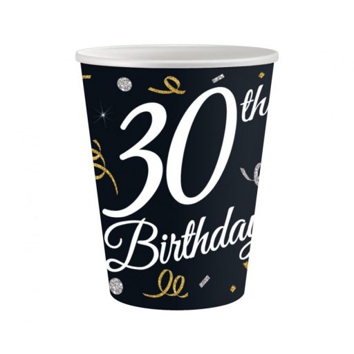 Happy Birthday B&C Happy Birthday 30 Paper Cups, 6 Pack, 200 ml