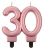 rose gold metallic cake candle, number candle 30 as
