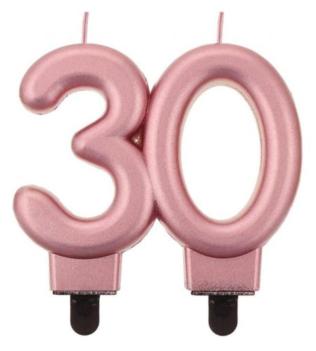 Colour Rose Gold Metallic cake candle, number candle 30