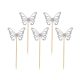 Butterfly Silver decorative stick 12 pcs