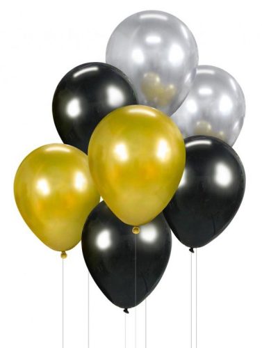 Colour Gold-Silver-Black air-balloon, balloon set 7 pcs 12 inch (30cm)