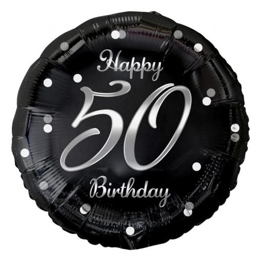 Happy Birthday B&C Silver Happy Birthday 50 foil balloon 36 cm