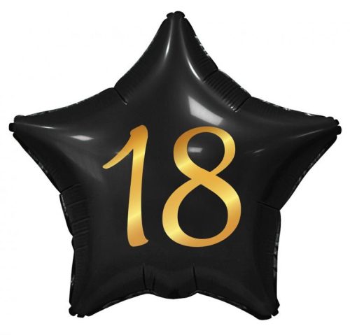 Black Happy Birthday 18 Black Star foil balloon 44 cm