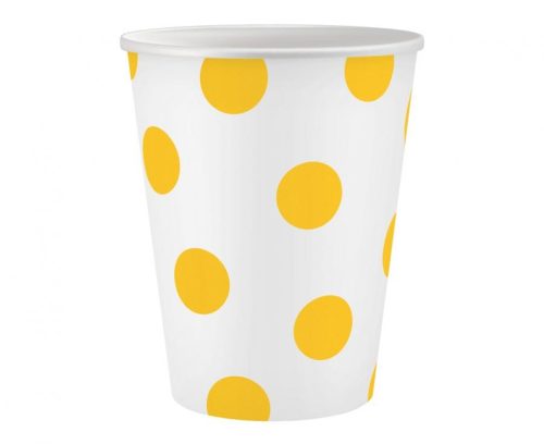Yellow Yellow Polka Dots paper cup 6 pcs 250 ml