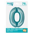 Number Light Blue Mat Blue 0 foil balloon 76 cm