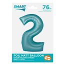 Number Light Blue Mat Blue number 2 foil balloon 76 cm