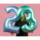 Number Light Blue Mat Blue number 2 foil balloon 76 cm
