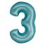 Number Light Blue Mat Blue Number 3 Foil Balloon 76 cm