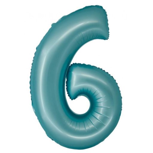 Number Light Blue Mat Blue Number 6 Foil Balloon 76 cm