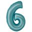 Number Light Blue Mat Blue Number 6 Foil Balloon 76 cm