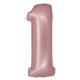 Pink 1 Light Pink Mat number foil balloon 76 cm