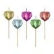 Heart Metallic Heart cake candle, candle set 5 pcs.