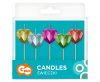 Heart Metallic Heart cake candle, candle set 5 pcs.